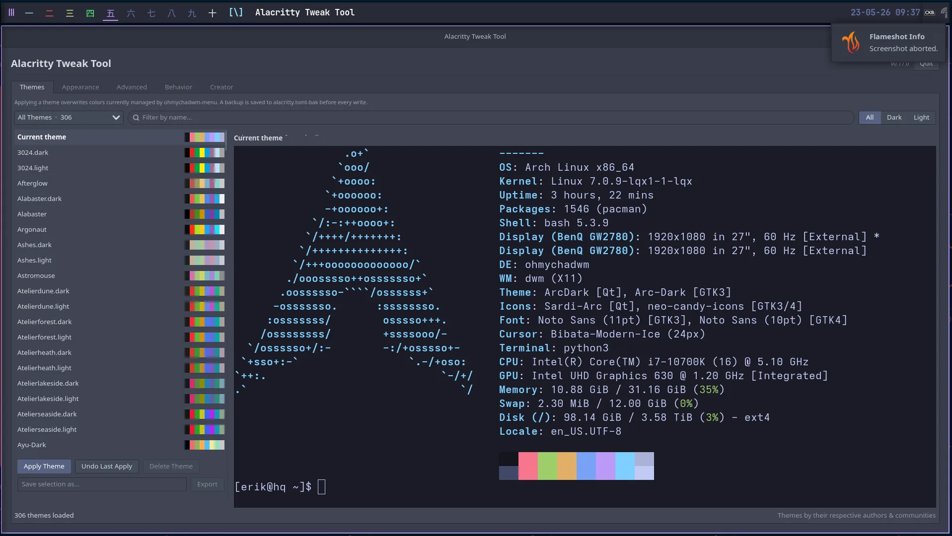 Alacritty tweak tool